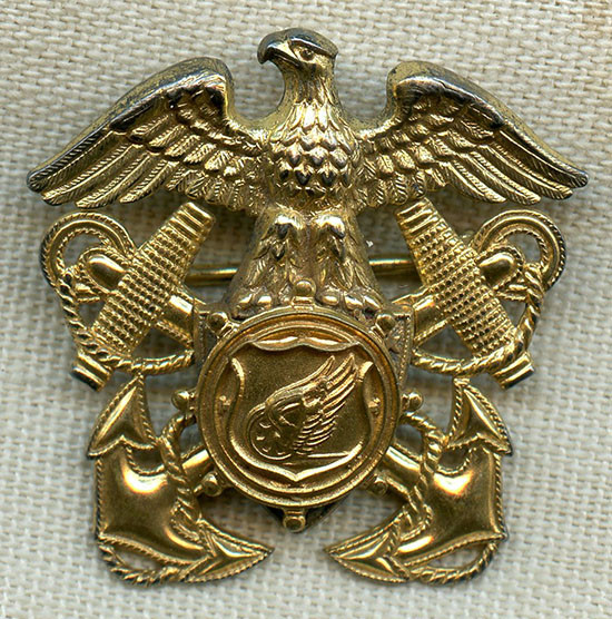 Rare Early WWII US Army Transportation Service Officer Overseas Cap Badge by Gemsco