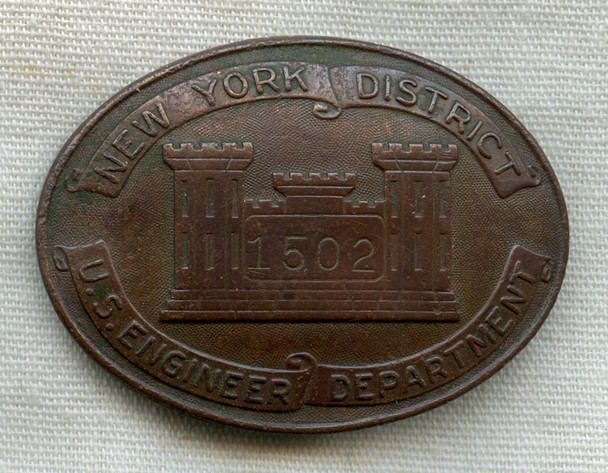 #'ed Late 1930s-Early WWII US Engineer Dept. New York District ID Badge