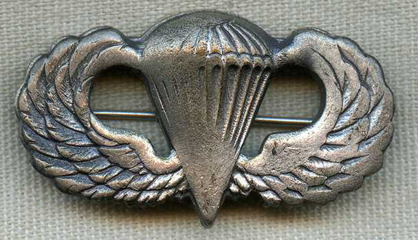 Ext Rare WWII US Army Paratrooper Badge by Norsid Near Mint but Extremely Worn Die Stamp