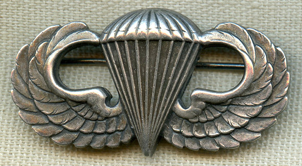 Nice, Worn, WWII US Army Paratrooper Badge with Original Owner's Name 'EDDIE' Scratched on B
