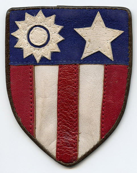 Superbly Crafted WWII CBI Theater Shoulder Patch in Leather, Chinese Made in Excellent Condi