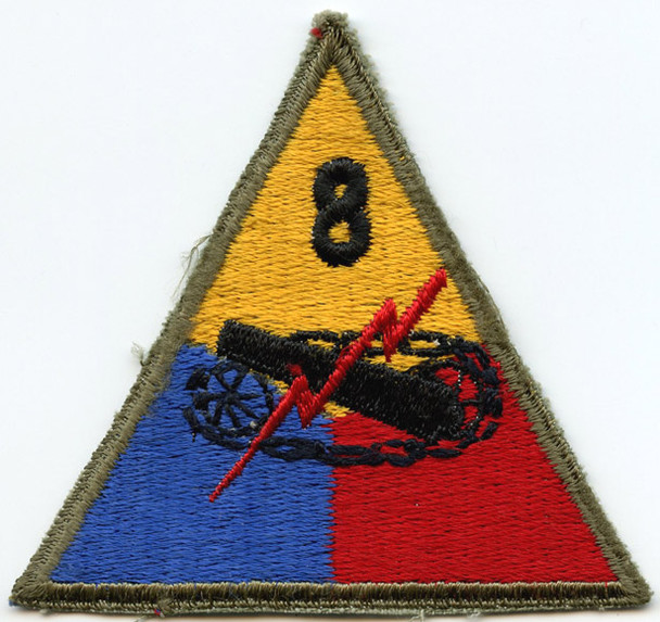 WWII US Army 8th Armored Division (Thundering Herd) Shoulder Patch Orange Top Hand-Sewn Track