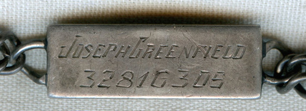 Heavy ID Bracelet of WWII US Army ETO Staff Sgt. Joseph Greenfield, Jewish-American Veteran