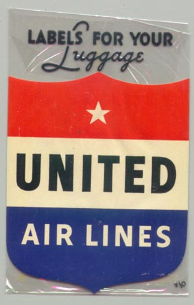 1940s United Air Lines Baggage Label
