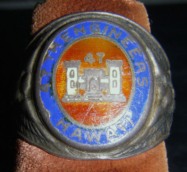 Sterling WWII US Army Corps of Engineers 47th Regiment in Hawaii Ring