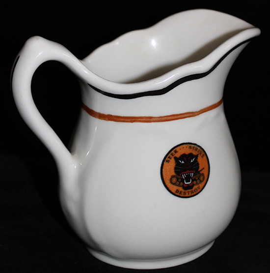 Classic WWII US Army Tank Destroyer Milk Pitcher from Camp Hood Tank Destroyer School