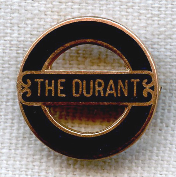 The Durant Hotel Flint Michigan 10K Gold Lapel Pin ca 1910's