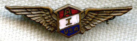 BEING RESEARCHED - WWI-1930s? A. I. USA Aviation Co. Lapel Pin - NOT FOR SALE UNTIL IDed