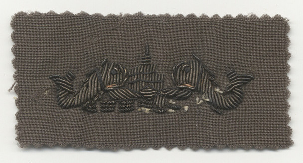 Rare WWII US Navy Submarine Chief Petty Officer Dolphin in Bullion on Grey Gabardine Wool