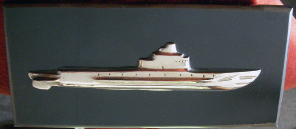 Stunning WWII Yard-Made Submarine Desk Plaque Model in Bakelite & Monel
