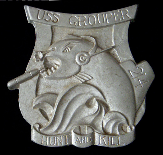 Late 1940s USN Submarine USS Grouper SS 214 Aluminum Plaque