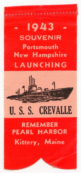 1943 Launch Ribbon for High-Scoring Submarine, USS Crevalle SS-291