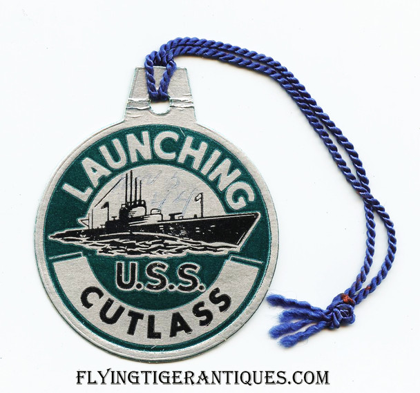 WWII Submarine Launch Tag for the USS Cutlass SS-478