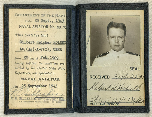 1943 Dated WWII USN Naval Aviator Certificate in Carrying Case and 1944 Instrument Rating