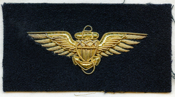 Mint, Beautifully Detailed 1930s Bullion USN Pilot Wing - Uncut & Unworn