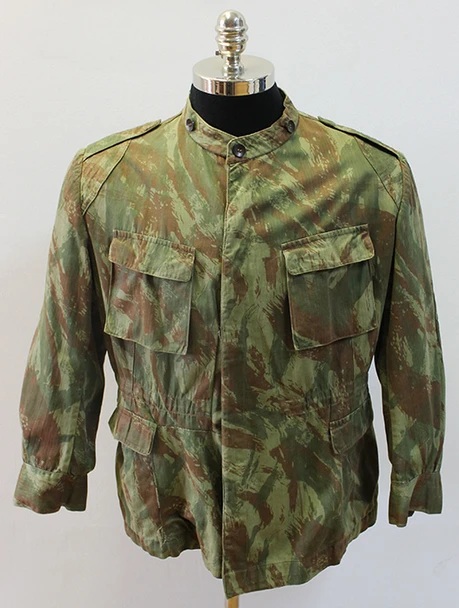 1950's (?) Camouflage Button-Up Jacket with Reinforced Elbows & Shoulders. French (?)