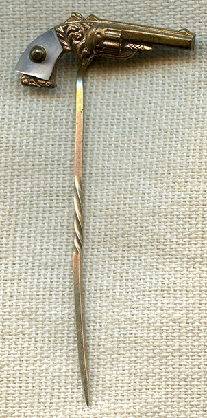 Great 1870's - 1880's Old West or Gambler's Pocket Pistol Stick Pin