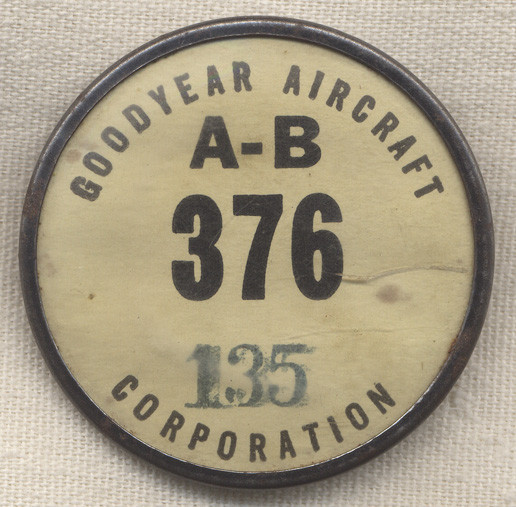 1930s-WWII Goodyear Aircraft Corporation Worker Badge