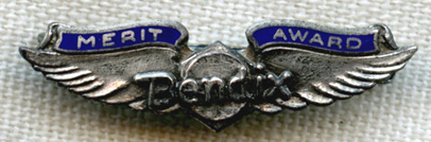 Sterling WWII Bendix Aviation War Worker Merit Award Lapel Wing