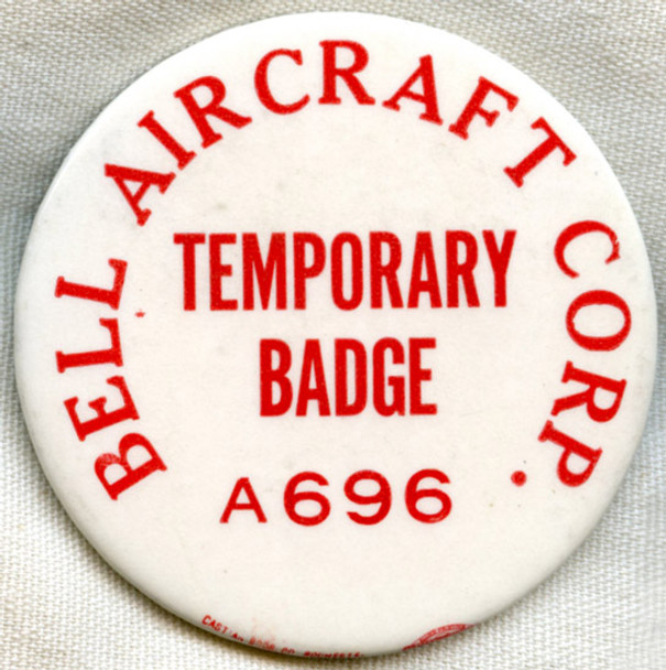WWII Bell Aircraft Corporation Temporary Plant Access ID Badge