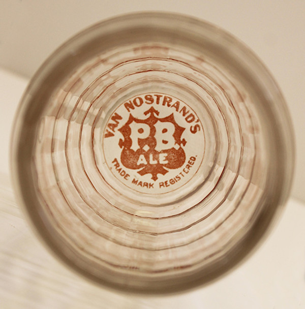 Ca. 1900 Pre-Prohibition Van Nostrand's P.B. Ale Adv. Beer Glass from Bunker Hill Breweries