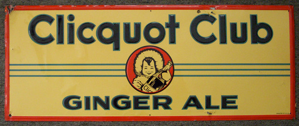 Great 1930s Advertising Tin Sign for Clicquot Club Ginger Ale with "Klee-Ko" the Eskimo
