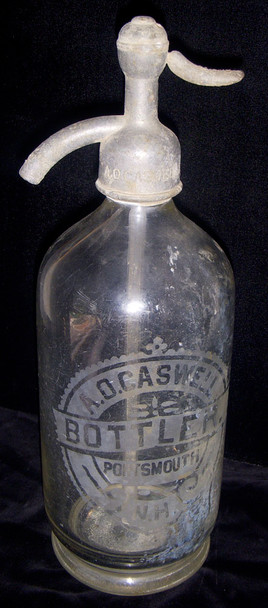 Great Old Circa 1900 Portsmouth, New Hampshire Seltzer Bottle by A. O. Caswell, Bottler