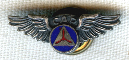 WWII Civil Air Patrol Member Lapel Wing in Sterling by Gemsco
