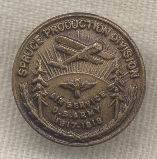 Rare WWI US Air Service (USAS) Spruce Production Division Service Pin