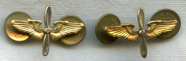 Beautiful Minty Pair of WWII USAAF Officer Branch of Service Collar Insignia