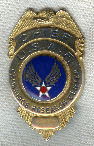 Extremely Rare Rank: Ca. 1950 USAF Cambridge Research Center Security Force Chief Badge