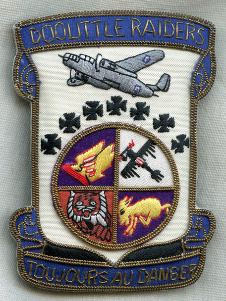 1960s-1970s Doolittle Raiders Association Blazer Badge in Hand-Embroidered Silk & Bullion