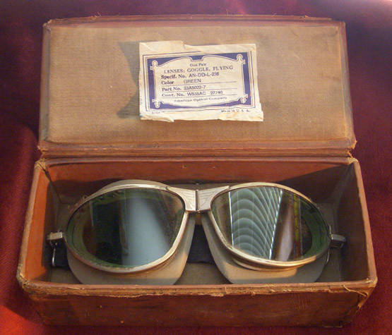 Rare 1930s American Optical Company Pilot Goggles in Case