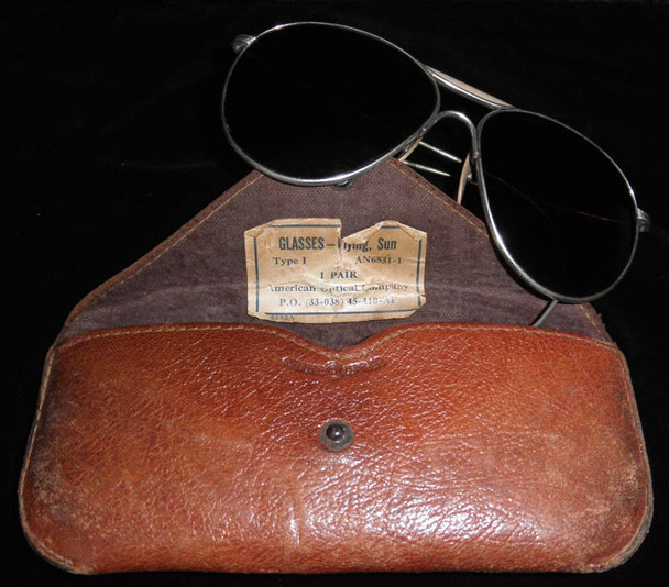 Scarce Brown Lens WWII USAAF/USN Aviator Sunglasses in Labeled Case by A.O.
