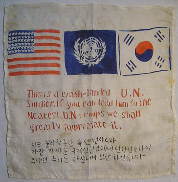 Korean War Theater-Made Fighter Squadron Silk Blood Chit