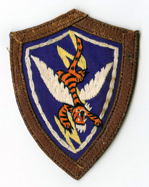 Rare 1944 Chinese-Made USAAF 23rd Fighter Group Silk Flight Patch, 14th AF Leather Border