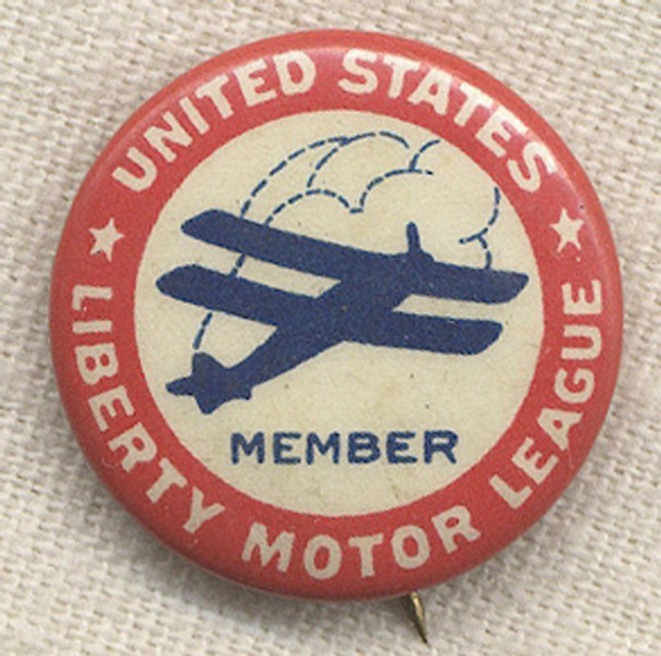 WWI US Liberty Motor League Member Celluloid Pin