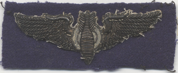 WWII British-Made Bullion US Army Air Forces Bombardier Wing on Combat Blue Backing