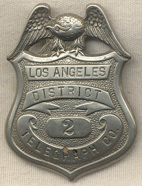 Ca. 1900 Los Angeles District Telegraph Co. Badge #2