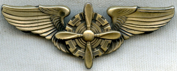 Rare, Late WWII Ca. 1945 USAAF "Issue" Flight Engineer Wing in Unmarked Sterling. Near Mint.