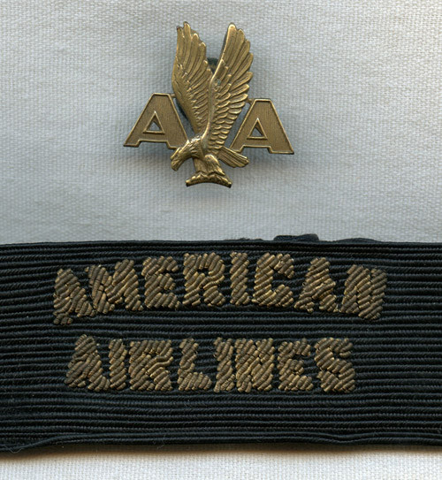 Mid 1930s American Airlines Early, Flat Style Hat Badge Bullion Band