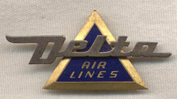 1950s Delta Airlines Flight Attendant Hat Badge 3rd Issue