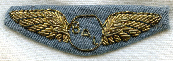 Late 1950s Blatz Air Lines Pilot Wing on Grey Gabardine