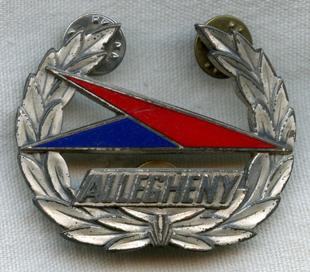 1960s Allegheny Airlines Pilot Hat Badge 3rd Issue in Sterling Silver