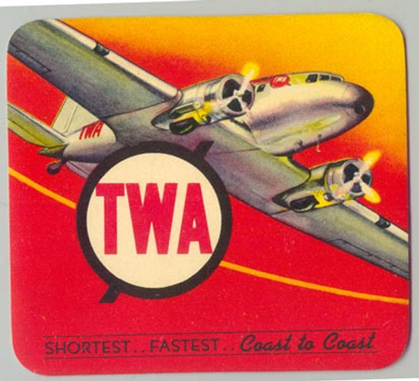 1930s TWA DC-3 Baggage Label