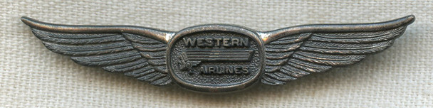 1950s Sterling Silver Western Airlines Wing
