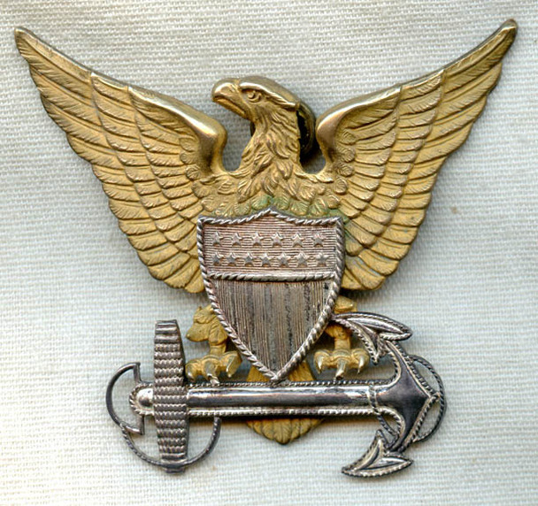 Beautiful WWII US Coast Guard (USCG) Officer Cap Badge in Sterling