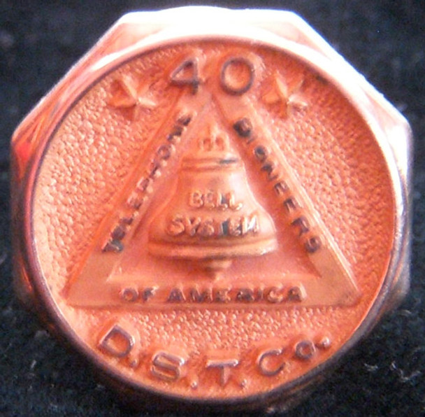 14 Karat Gold DS Telephone Company 40 Years of Service Pin