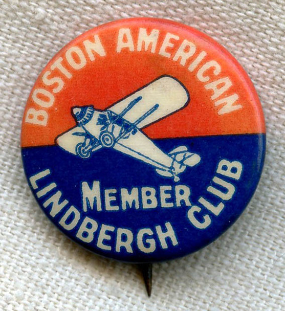 1920s Lindbergh Club Member Pin from Boston American Newspaper