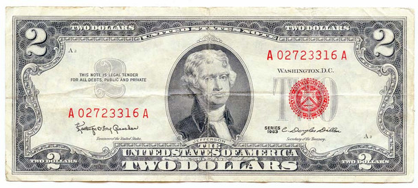 Series 1963 United States Note $2 Bill in Very Good Condition
